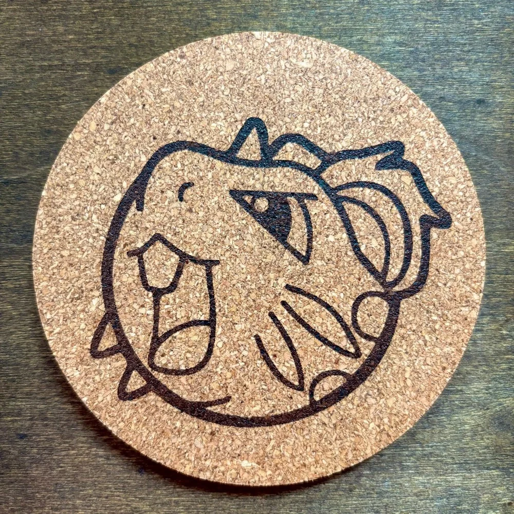 Pokemon Raticate Face Laser Engraved Cork Coaster